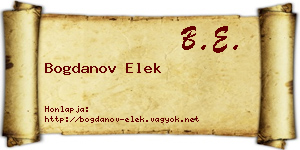 Bogdanov Elek névjegykártya