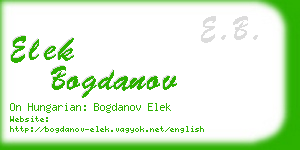 elek bogdanov business card